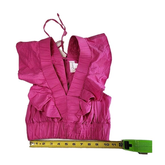 Japna 100% Cotton Pink Ruffle Crop Top Women's Sz S Boho Resort Vacation Blouse - Picture 5 of 9